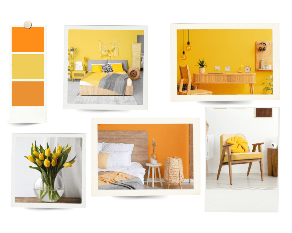 Warm colours and collage of photos